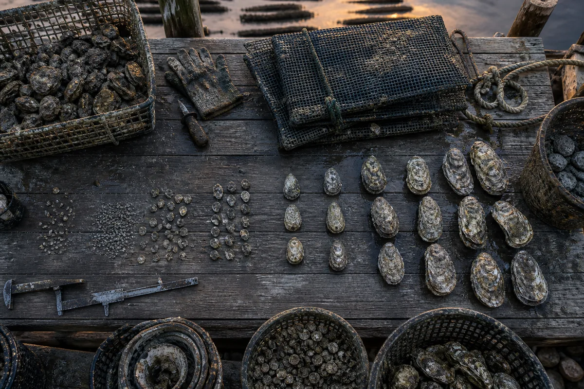 Ostréiculture du bassin d'Arcachon : du naissain à l'étal, une année de travail sur les parcs